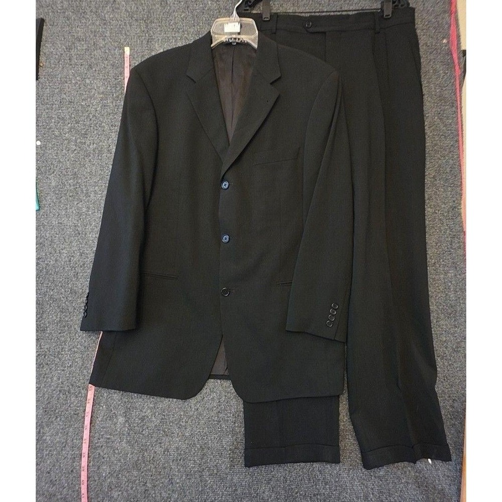 Hugo Boss Suit Mens 42 37x31 Black 100% Wool 2 Piece Jacket Pants Formal